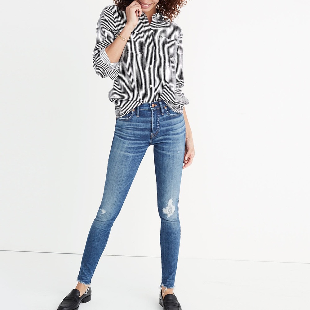 9" High-Rise Skinny Jeans: Rip and Repair Edition
